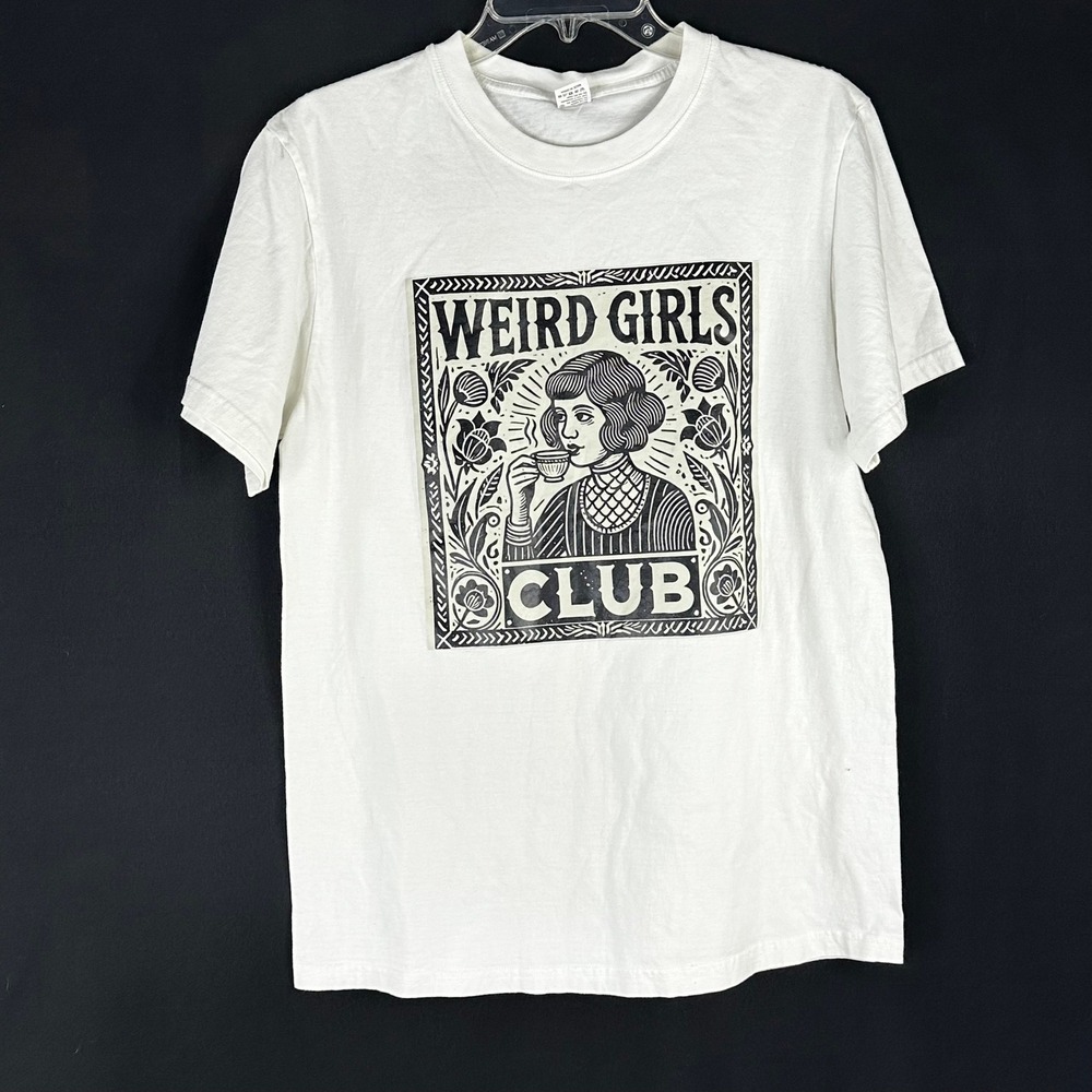 Unbranded Womens Size M Weird Girls Club T-Shirt White Graphic Indie Aesthetic